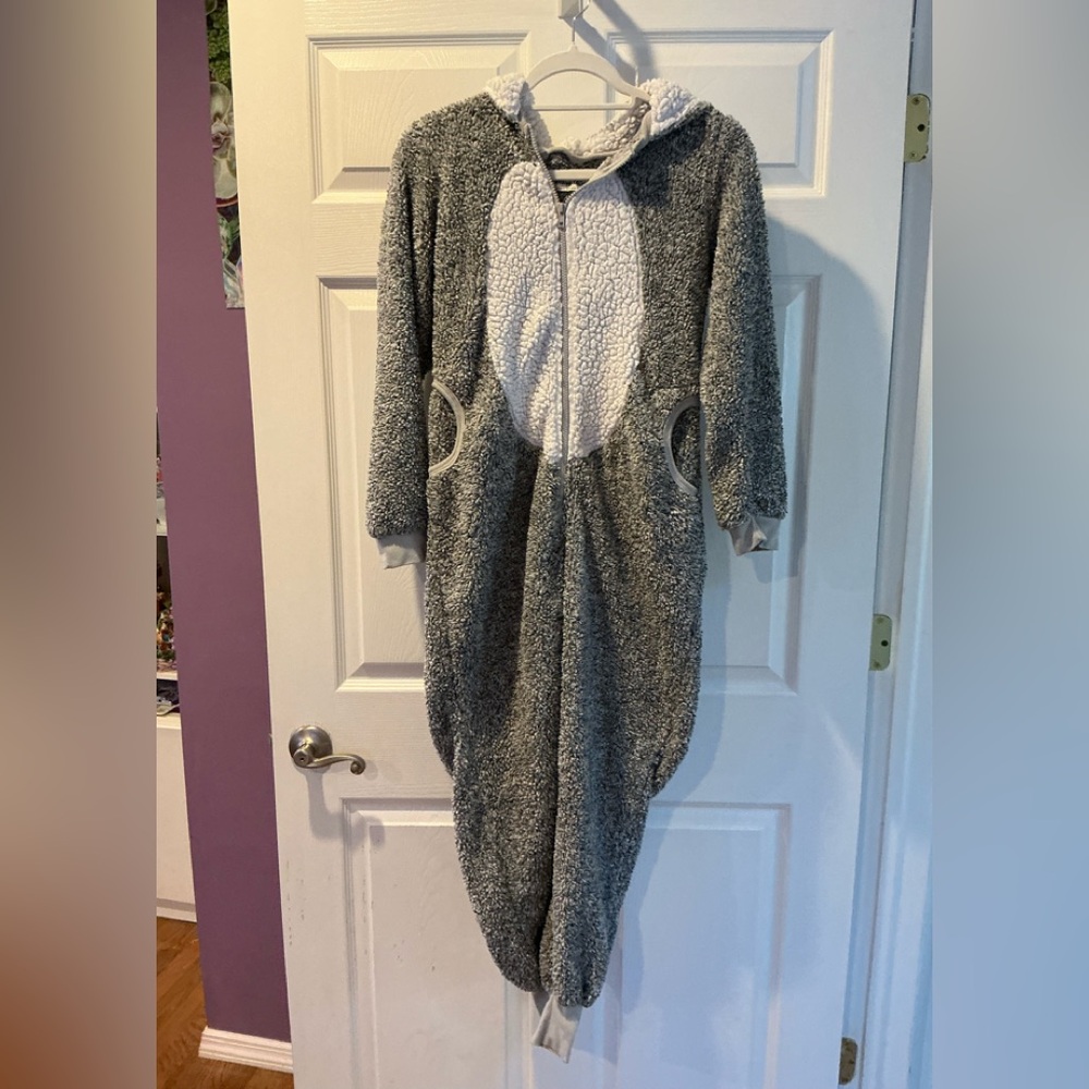 Koala hooded onesie with zipper and pocket - gently used